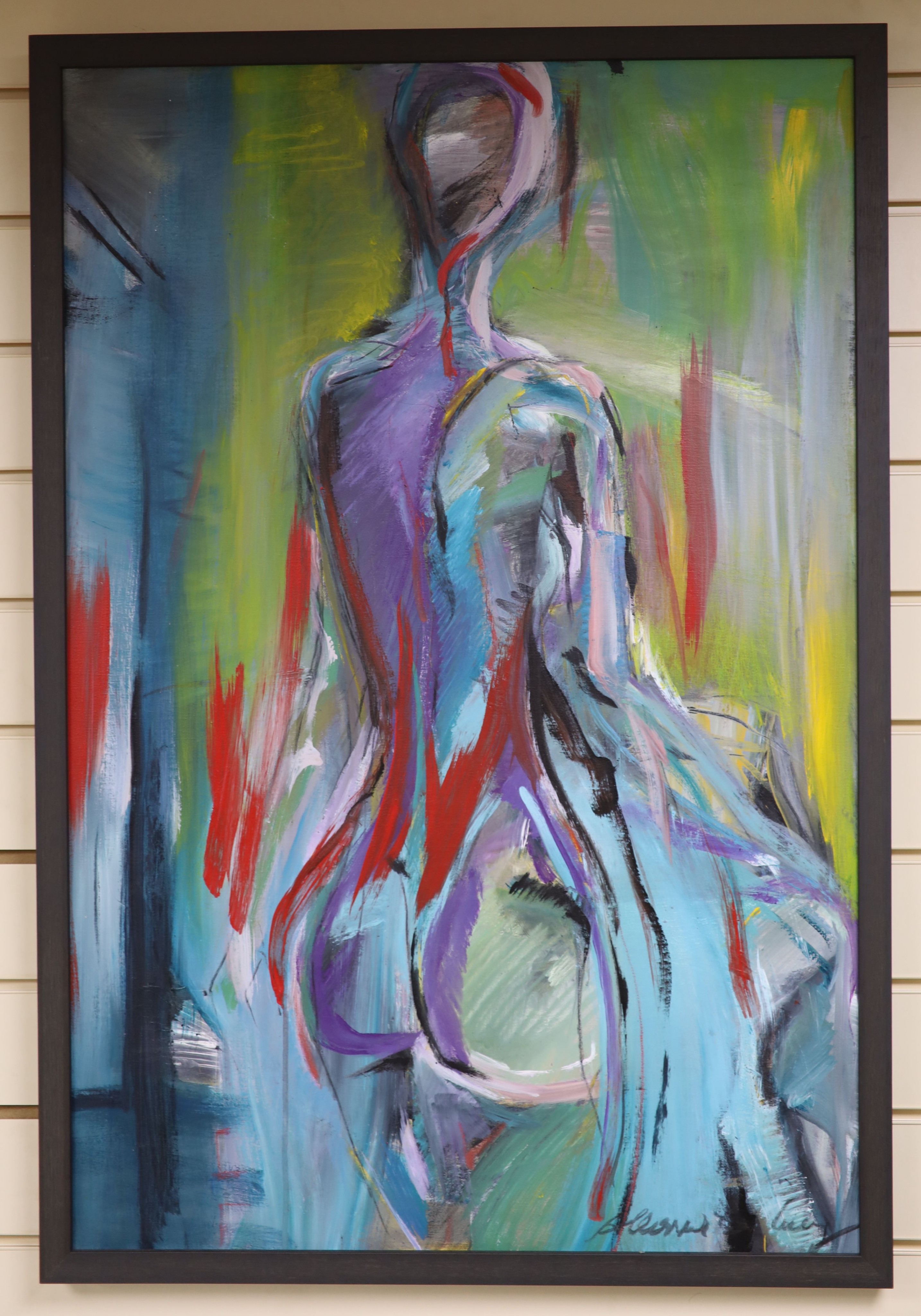 Allissia de Lucy (C20th.), oil on canvas, Standing nude, signed, 90 x 60cm